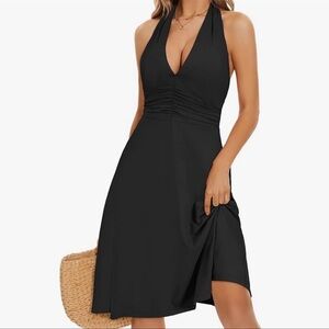Women’s Elegant Black Halter Dress